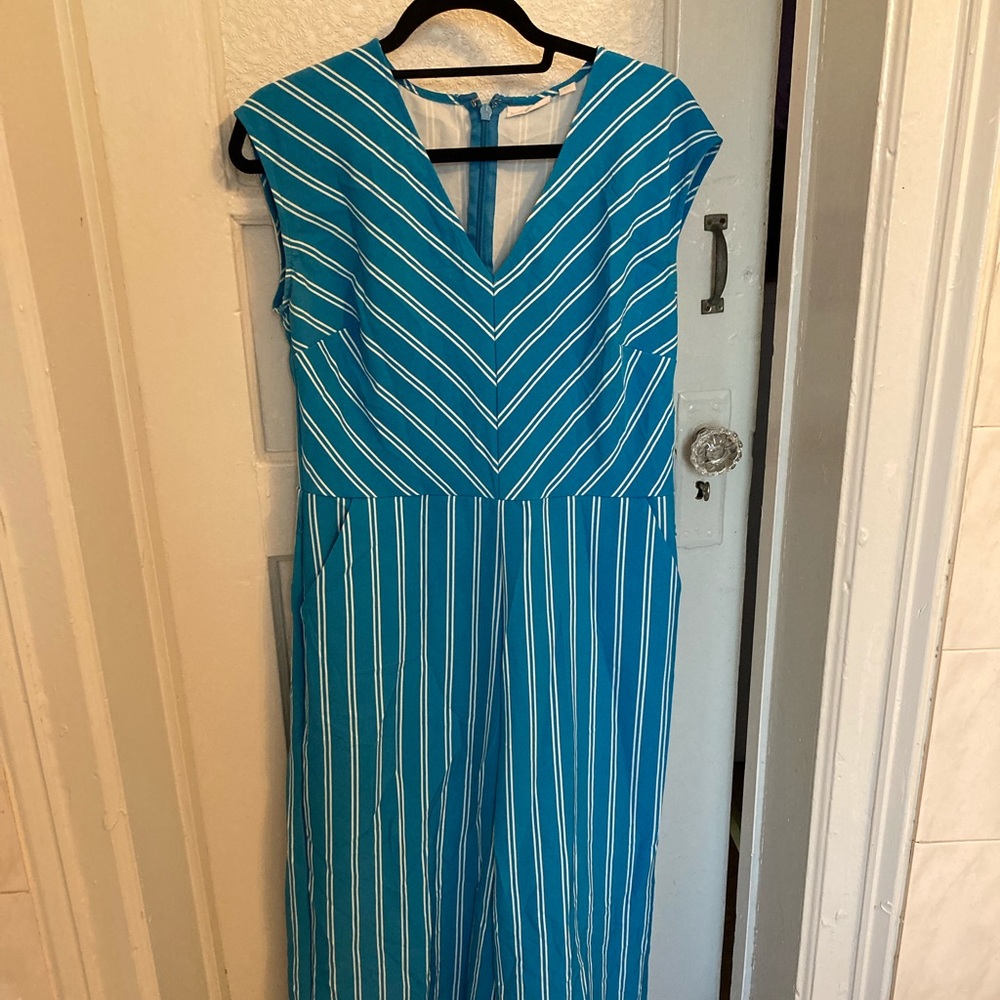 Blue striped jumpsuit